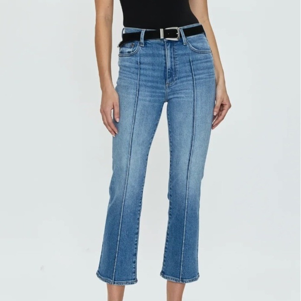 Pistola Lennon High Rise Crop Boot Jeans High Rise Seam Front Blue 30 Western